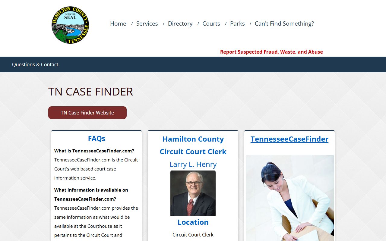 Hamilton County Circuit Court Clerk TN Case Finder access page