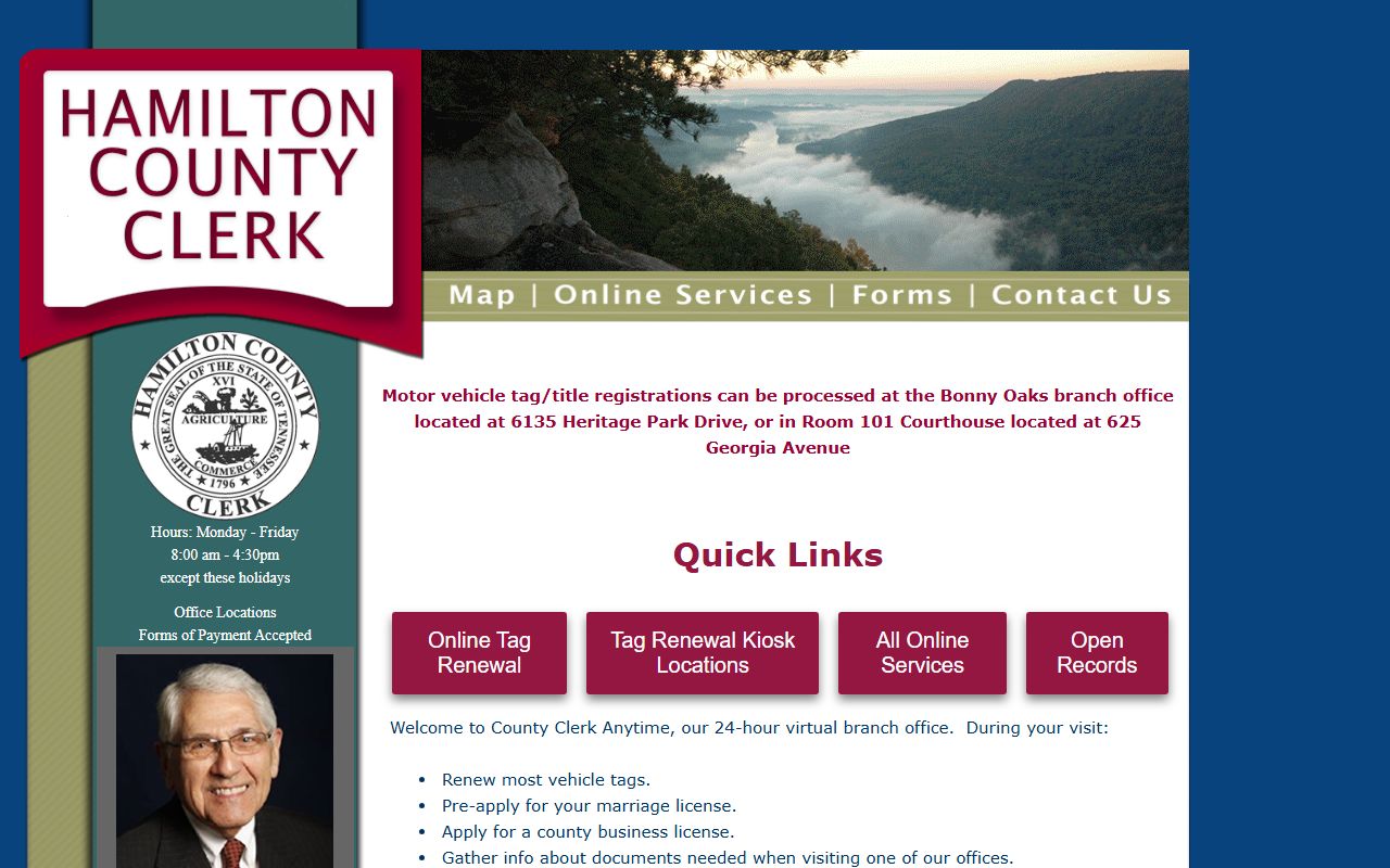 Hamilton County Clerk Anytime homepage for county clerk records and services