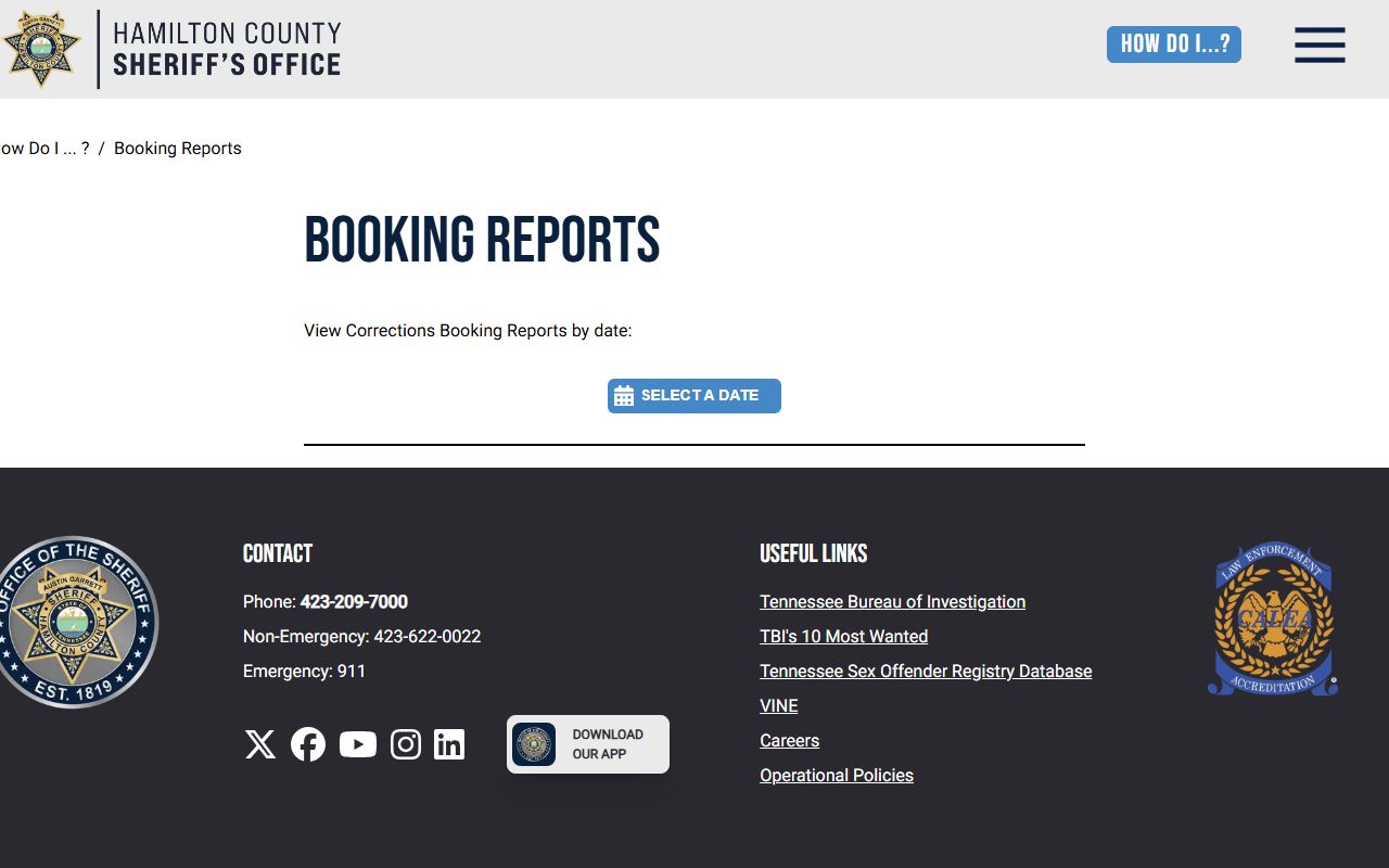 Hamilton County arrest records and court charges booking report source