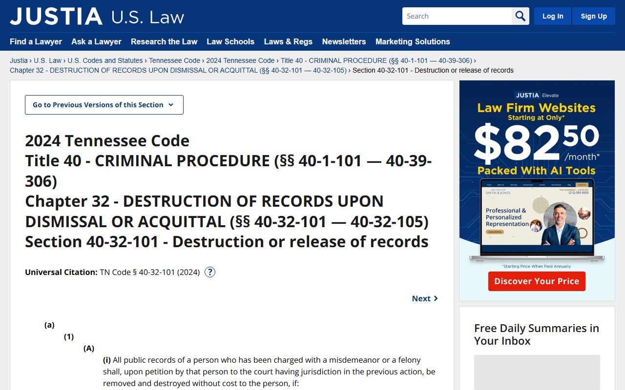 Hamilton County criminal court records Tennessee expunction statute source