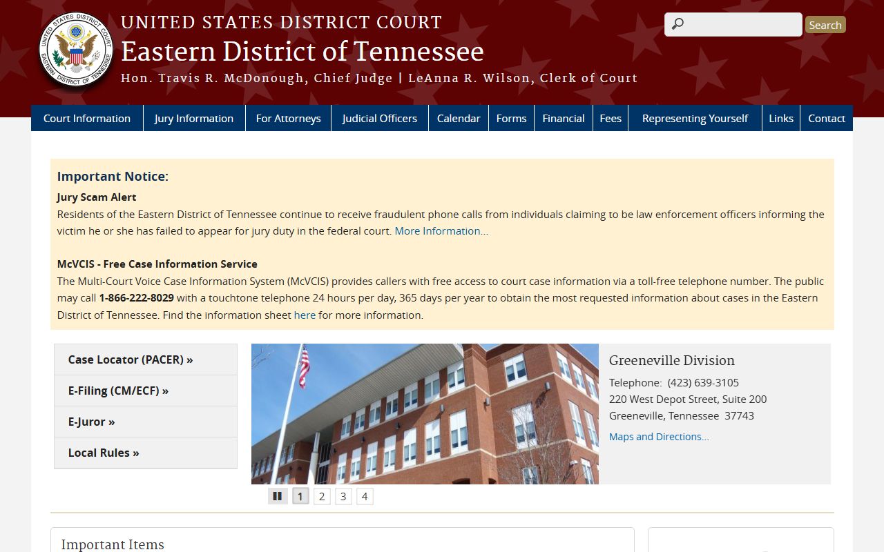 Hamilton County court records Eastern District Tennessee federal court