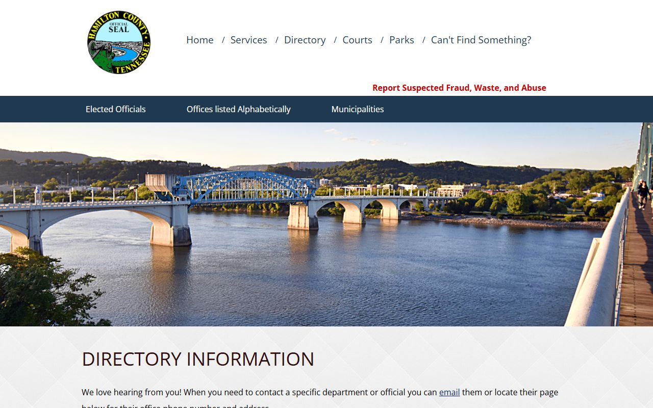 Hamilton County court records directory page