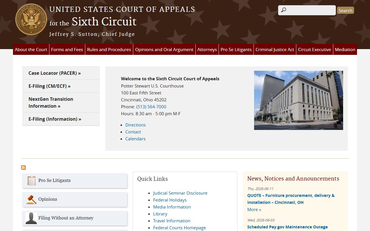 Hamilton County court records Sixth Circuit Court of Appeals
