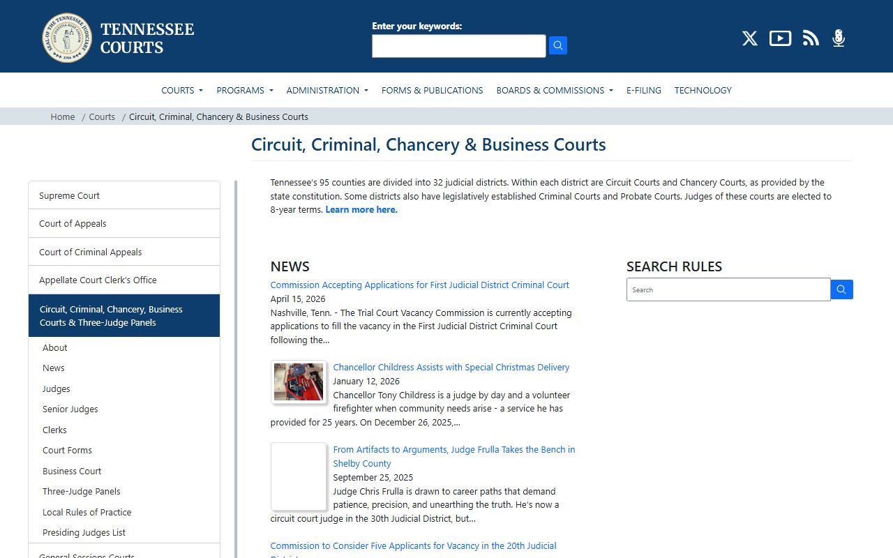 Hamilton County court records Tennessee trial court structure