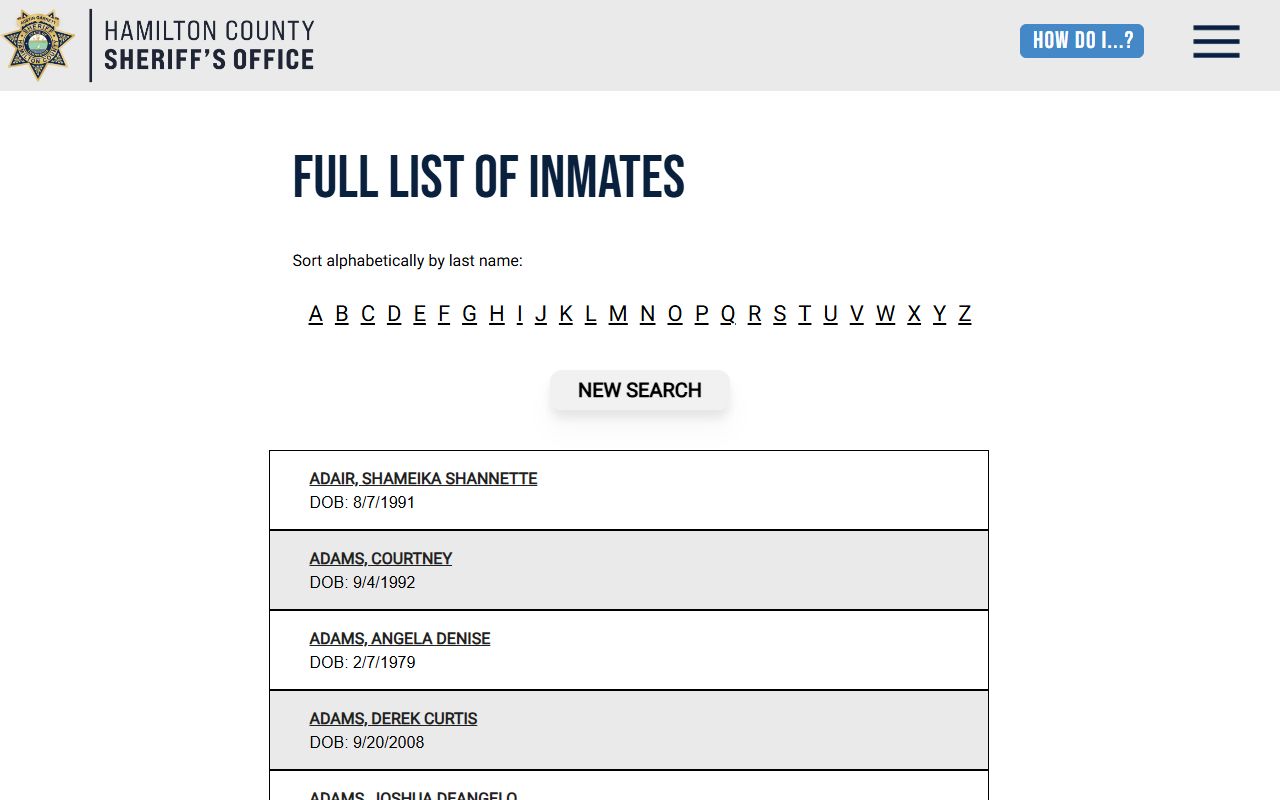 Hamilton County inmate records full jail roster list